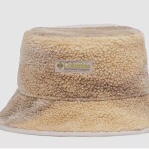 Columbia Fleece Bucket Hat in Tan and Cream